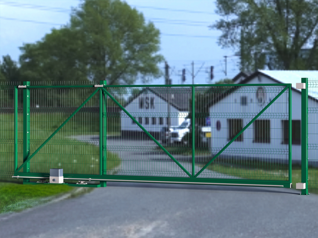 Ворота откатные 3D (высота 2100 мм, длина 4000 мм, открывание вправо)