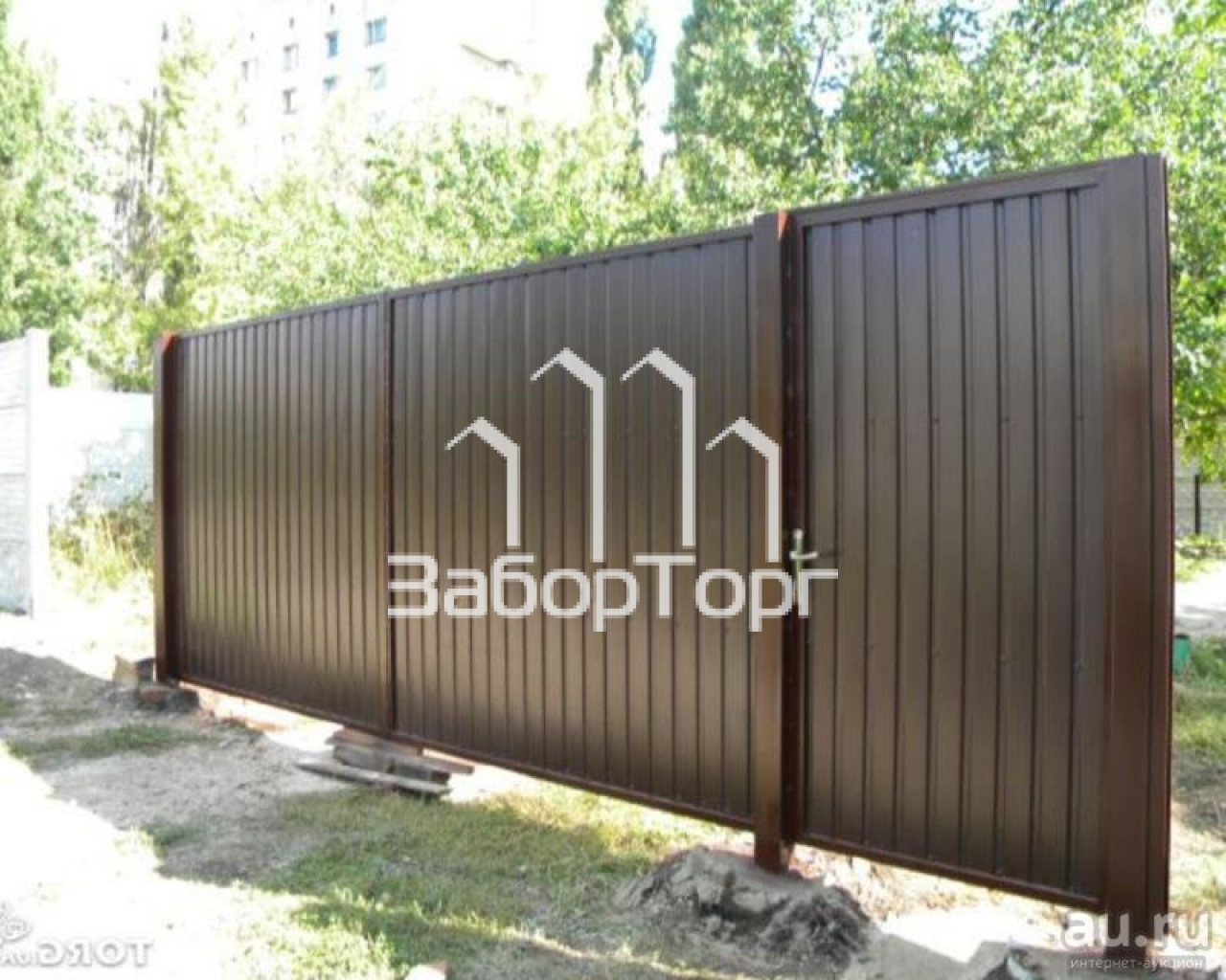 Ворота распашные 2000х4000 мм, заполнение профлист